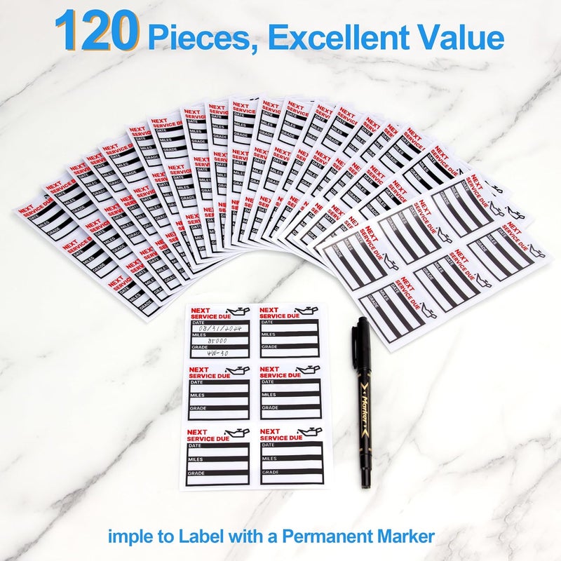 GUEER for Oil Change Sticker Static Cling, Clear Stickers 120 Pcs 2”x 2” Next Service Due Sticker for Windshield, Easy to Peel with No Residue for Car Auto Vehicle Window (Red) - Image 3